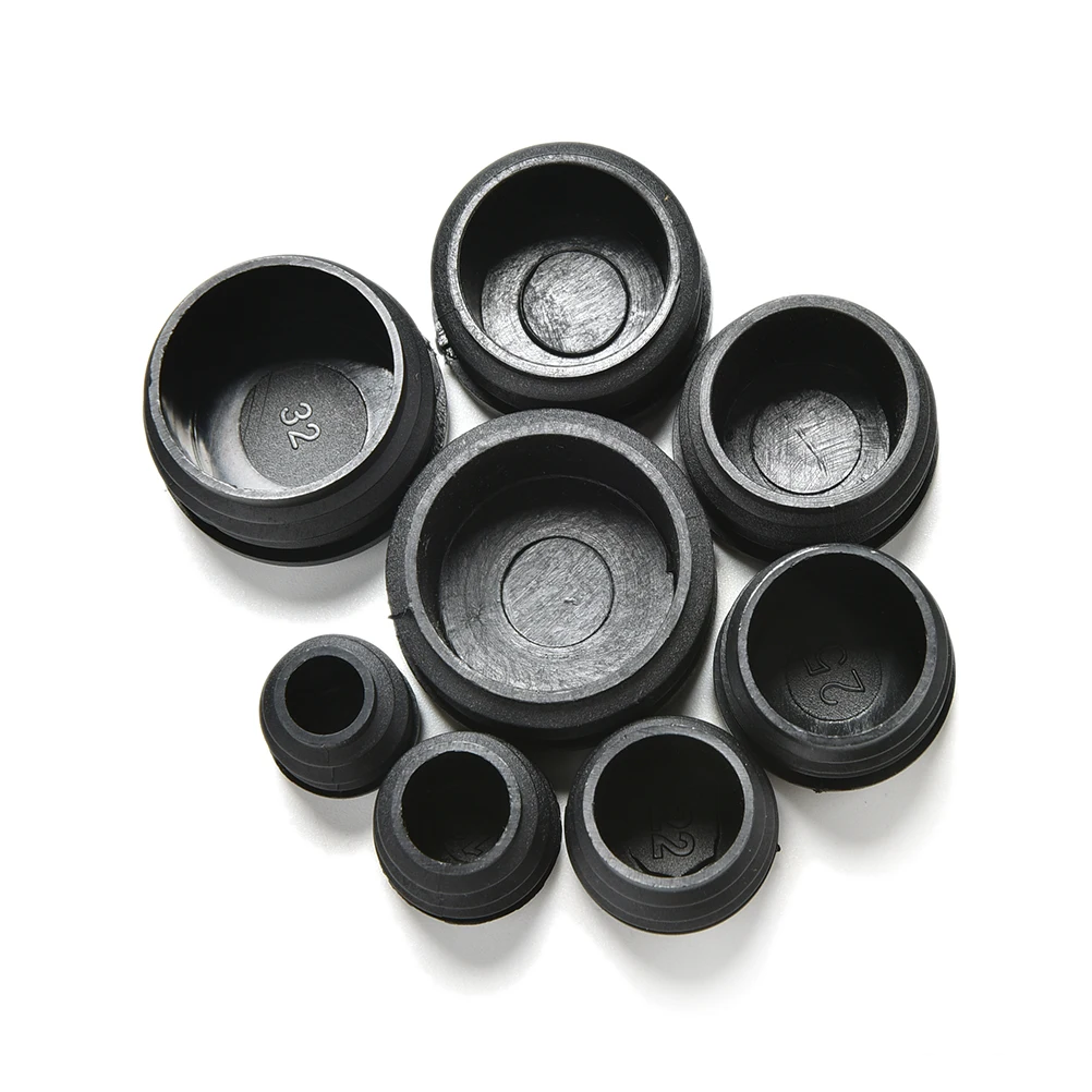 

10x Black Plastic Foot Caps Plastic Hollow End Caps Round Internal Plugs Cap Insert Plugs Bung For Round Pipe Tube