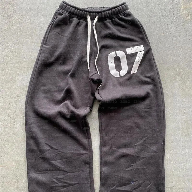 American Vintage Digital Printing Loose Cotton Jogging Pants Men's and Women's Y2K New Harajuku Hip-Hop Casual Joker Sweatpants - Image 5
