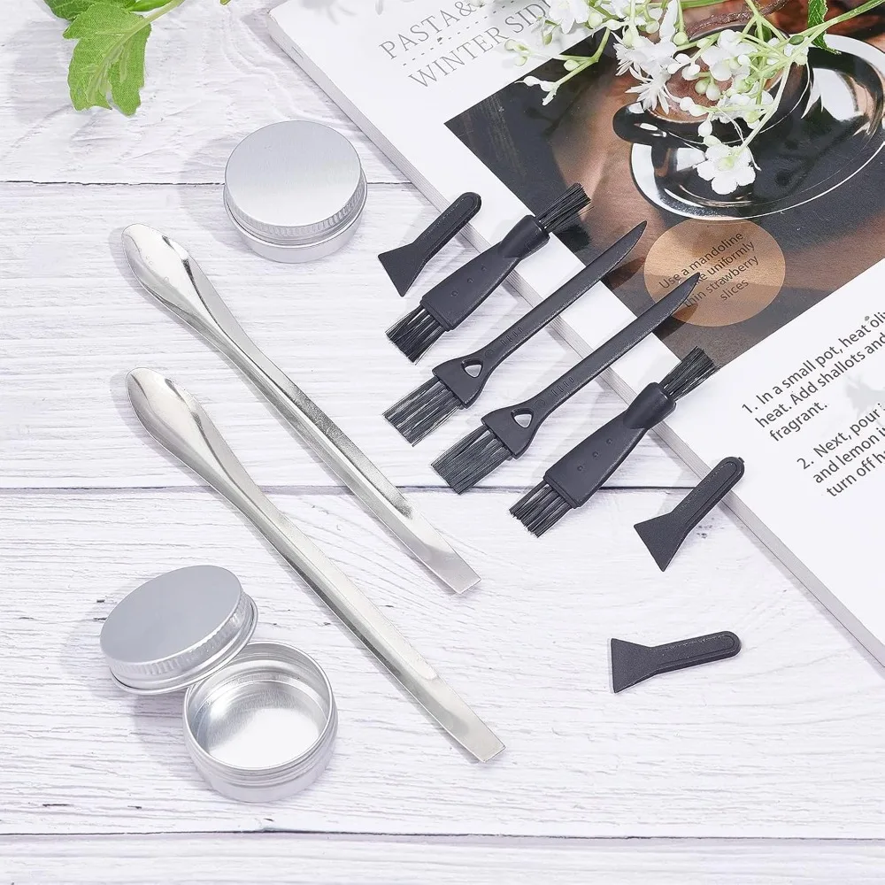 Pollen Scrapers Kit 18PCS for Grinder Including 4PCS Plastic Cleaning Brush 10PCS Black Pollen Scrapers 2PCS Steel Spatula Scoop pollen scrapers kit