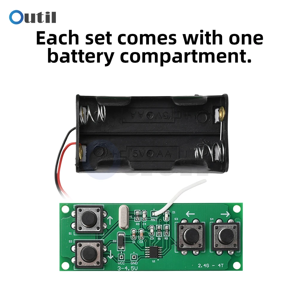 Kit Scheda di Controllo Remoto Wireless a 4 Canali 2.4G con Trasmissione Stabile per Auto RC, Barche, Carri Armati e Progetti Fai-da-Te