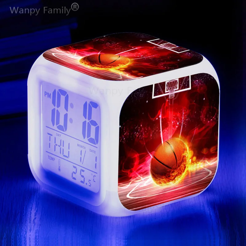 BasketballAlarmClock7ColorChangeMultifunctionNoctilucence