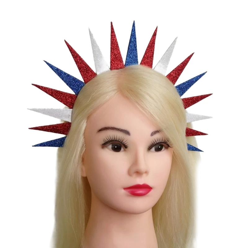 

Glitter Headdress Independence Day Headwear for Patriotic Spiked for Stall Market 4th July Headband Headwear