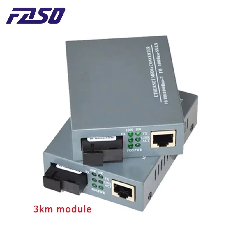 Fiber Optical Media Converter 1Pair Gigabit Fiber Optical Media Converter HTB-GS-03 A&B 1000Mbps Single Mode Single Fiber SC Port External Power Supply