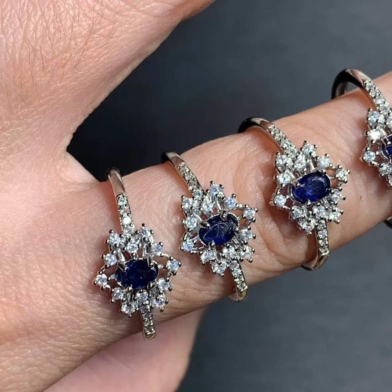 3MM Authentic Natural Sapphire Ring Adjustable Female Ring Jewelry for Women Gift Wholesale High Quality Vintage Fine