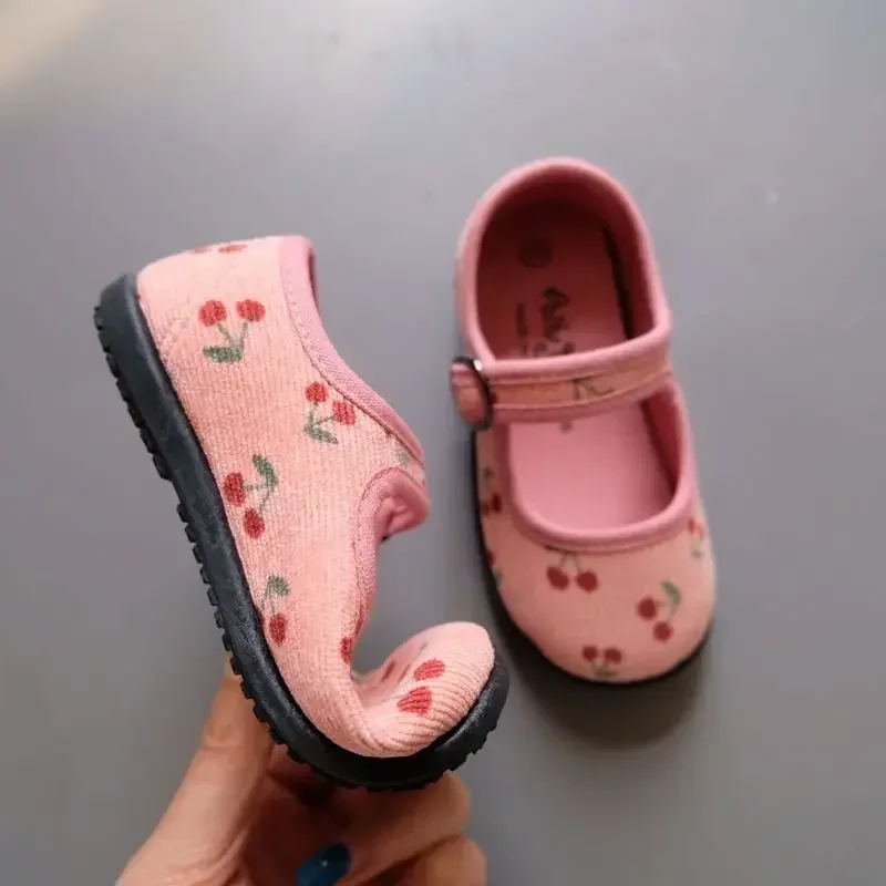 Kids Shoes Corduroy Floral Canvas for Girls