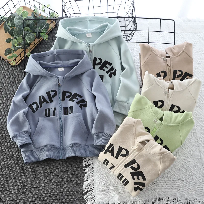 

Children's Zipper Sweatshirts 2023 Autumn Letter Printing Kids Cardigan Coat For Boys Girls 1-12 Years Hoodies