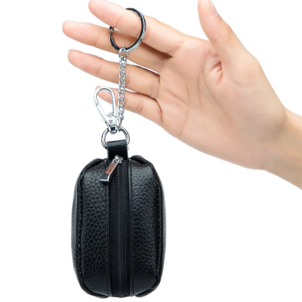 Genuine Leather Large Capacity Soft Key Bag Multi-Function Coin Purse Household Storage Clutch Wallet For Men Women
