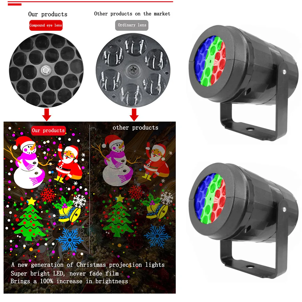 Christmas Projector Lights Outdoor Holiday Led Projection Lamp Waterproof Xmas Decor Snowflake Laser Light Party Stage Lights