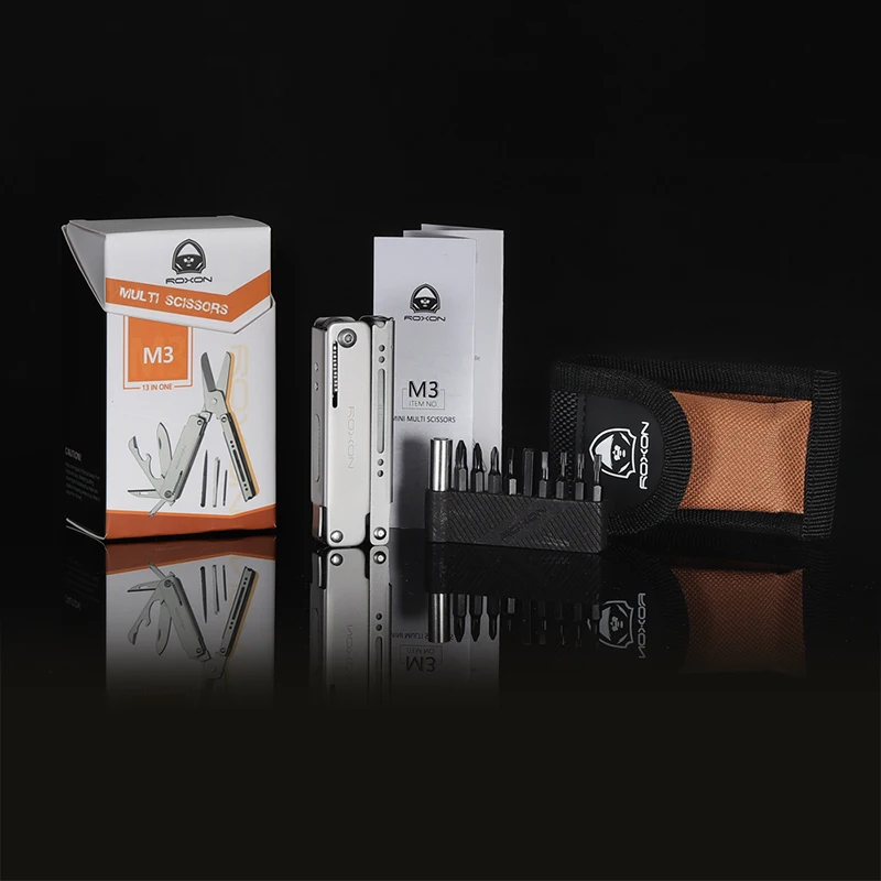ROXON M3 13 in 1 멀티 가위 EDC(이쑤시개 및 핀셋 포함) 실용적이고 작고 절묘함