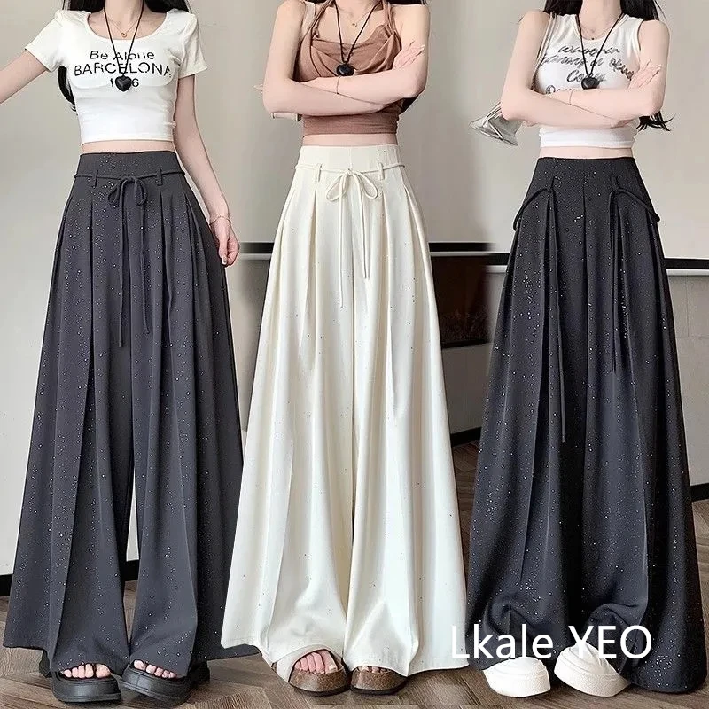 Women's Wide-leg Pants 2025 Spring Summer Straight Fashion Elegant Femme Trousers Casual Be All-match Comfortable Ladies Pants
