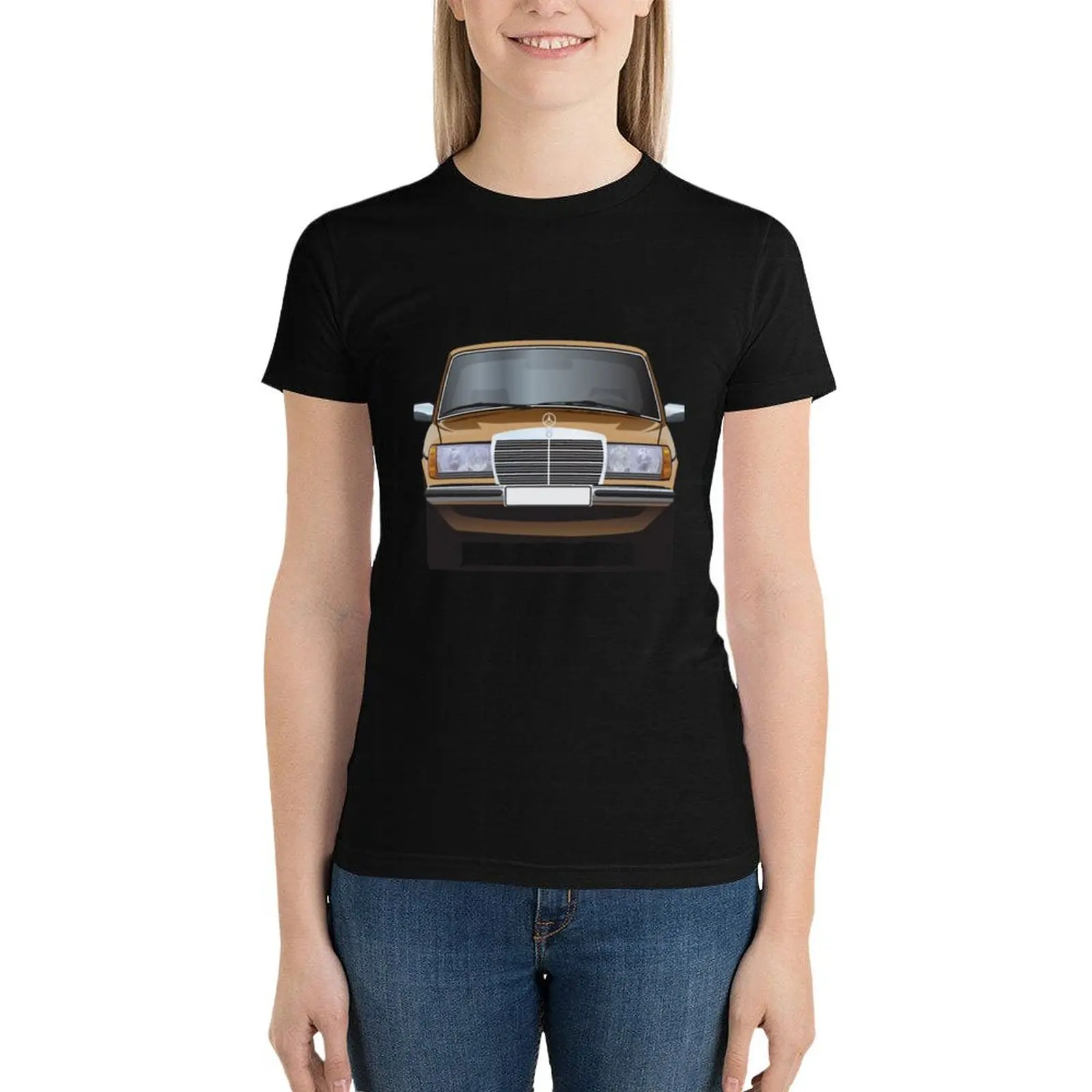 

Gold MB W123 illustration Classic T-Shirt Female clothing oversized Women's summer blouses 2024