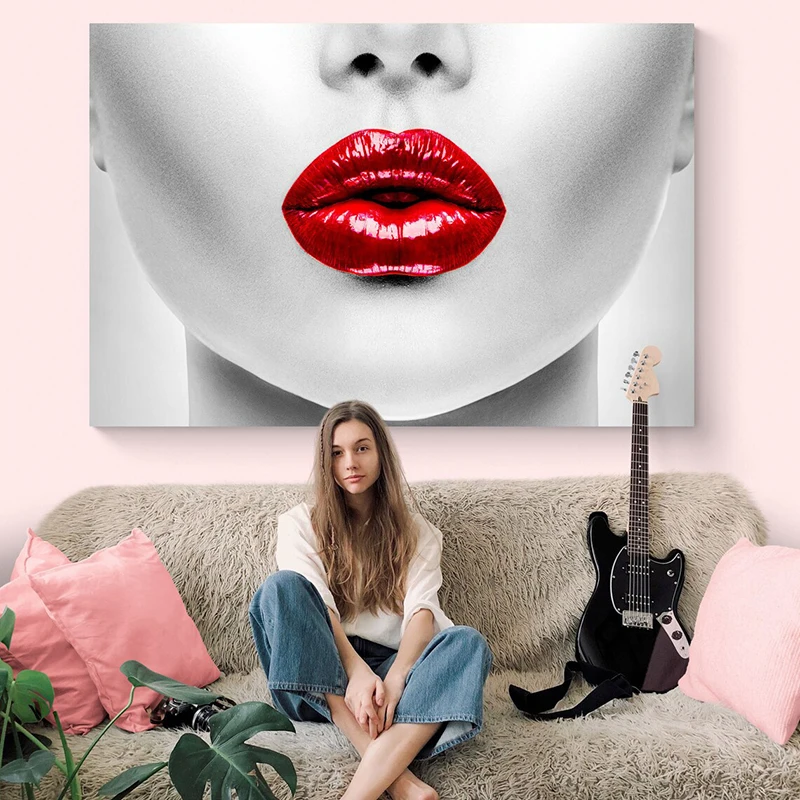  Yatsen Bridge Sexy Red Bandana Lips Wall Art Luxury