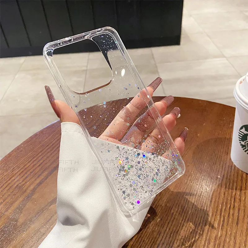 Glitter Star Sequin Clear Thin Case - Soft Protective Cover