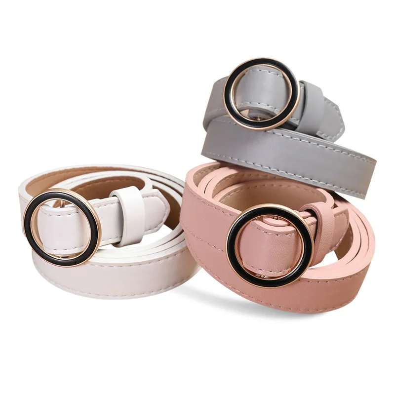 

Vintage Round Pin Buckle Waist Belts Simple Fashion Solid Color Pu Leather Jeans Waistband Clothing Accessories for Women