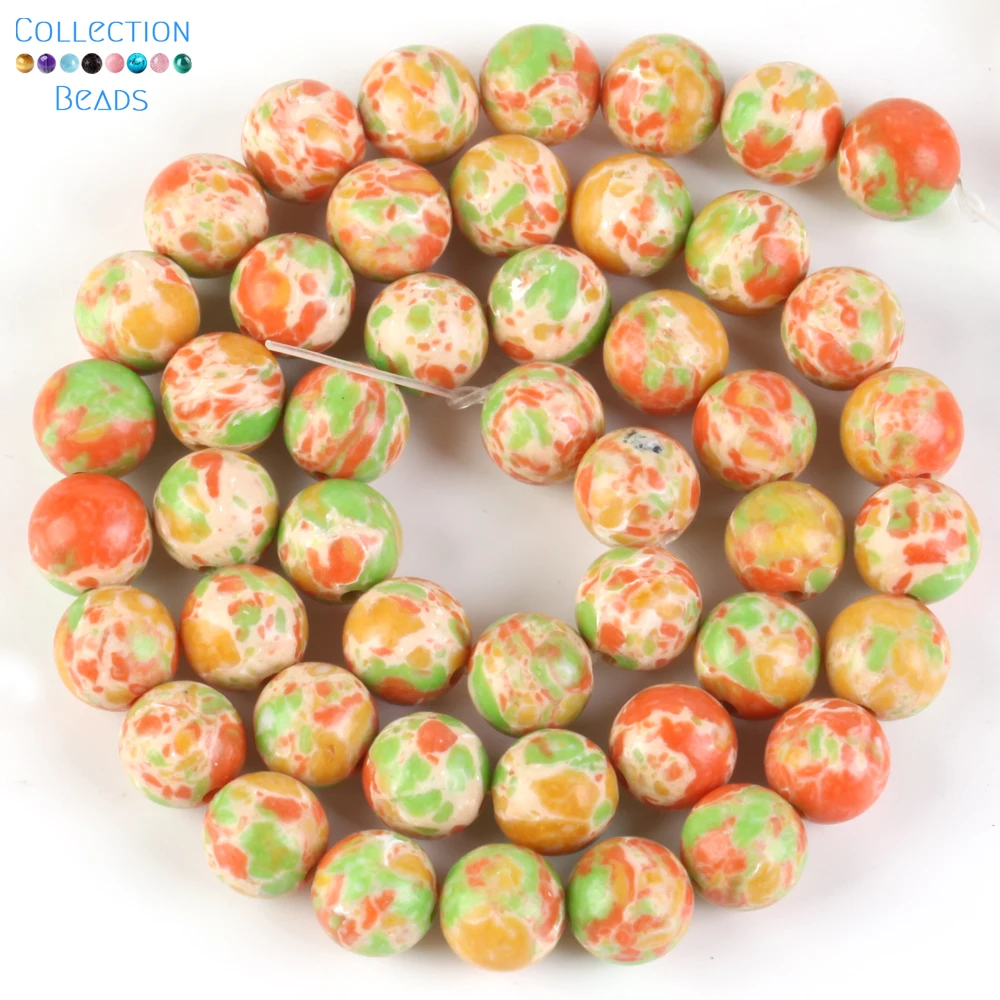 Natural Stone Sea Sediment Jasper Beads in Purple & Lake Blue - Round Spacer Beads for DIY Jewelry & Bracelets