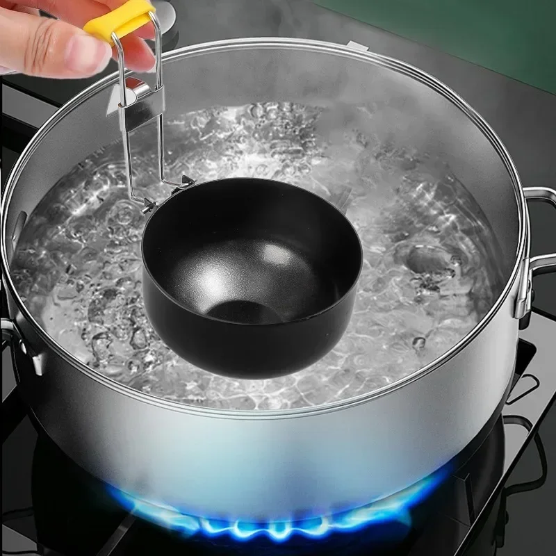 1/3PCS Mini Stainless Steel Egg Poacher Foldable Ear Hanging Egg Boiling Heating Mold Bowl Nonstick Boiler Kitchen Cooking Tools egg cooker egg boiler mold cup egg poacher silicone egg poacher