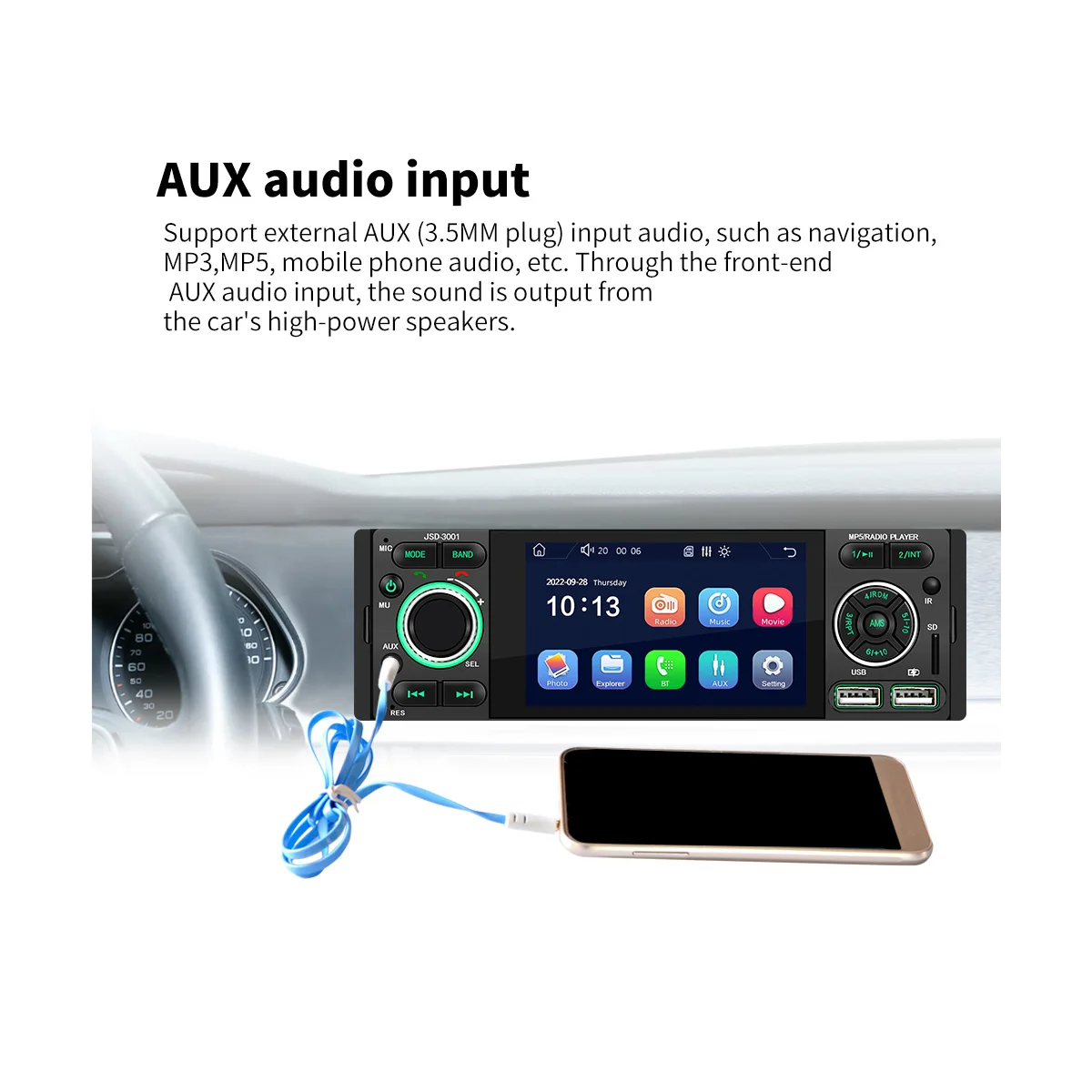 

4.1 Inch Touch Screen Car MP5 Player Car Radio General Car Supplies,Black