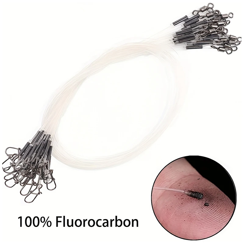 10PCS 100% Fluorocarbon Fishing Line Fishing Rod Fluorocarbon Line With Rolling Swivel And Quick Lock Pressure Test 7-18kg 2