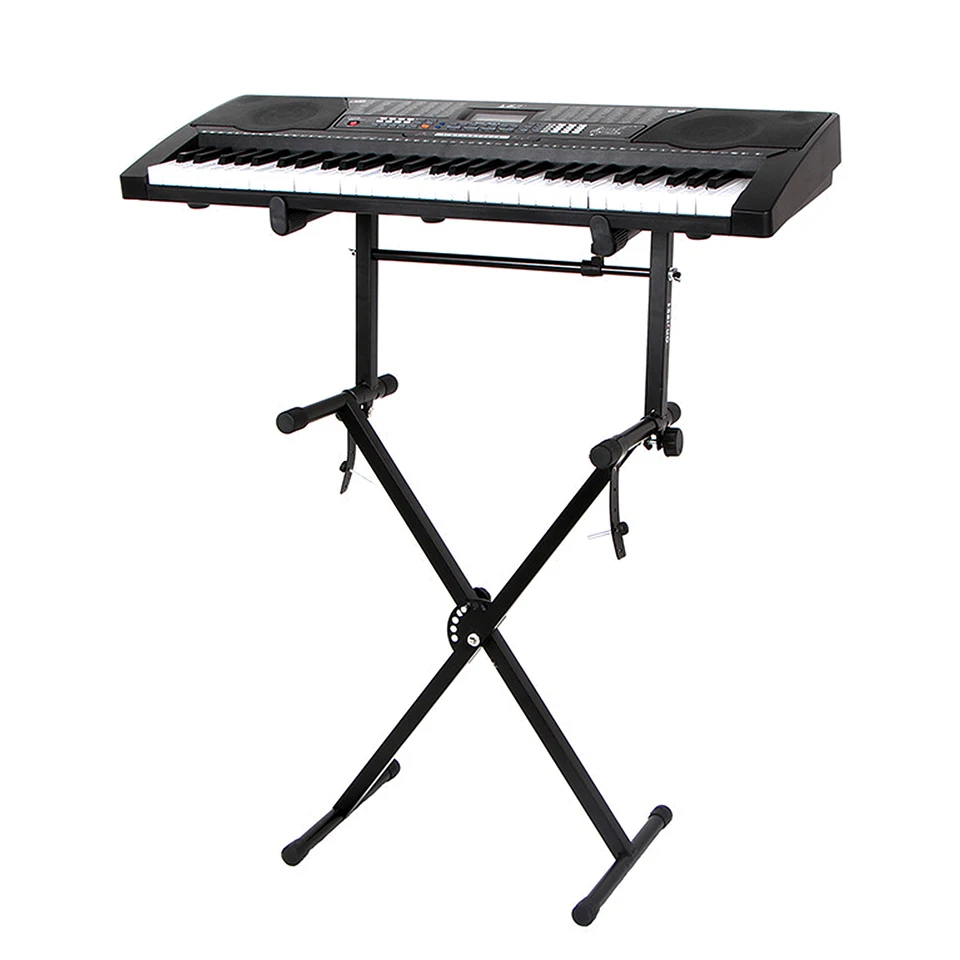 WESIEVYA Support De Clavier Double Tube En Métal Noir, Hauteur Réglable, Rack Pliable Pour Orgue Électronique Et Clavier Numérique, Stable Et Antidérapant, Adapté Aux Musiciens De Grosse Taille