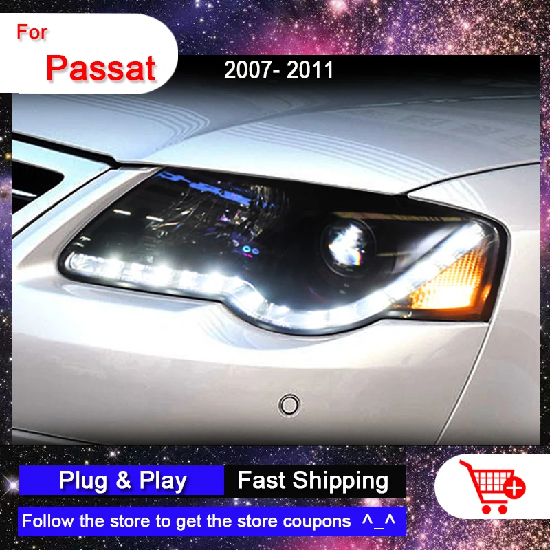 

Фары головного света для Volkswagen 2007-2011, фары головного света для VW Passat, дневные ходовые огни, поворотники, биксеноновые линзы, автомобильная сборка
