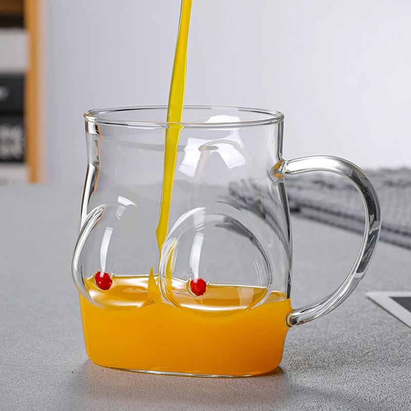 1pcs Creative Body Shape Glass Cup Sexy Lady Body Shape Chest Beer Cup Wine Shot Glass Handle Mug For Vodka Whiskey Beer