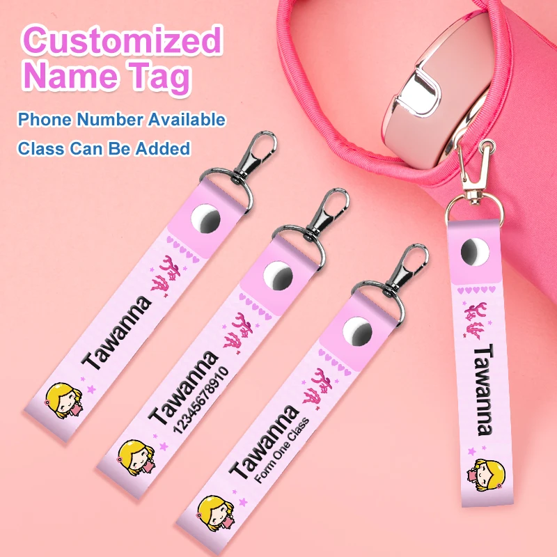 Personalized girl name lanyard name label hook children's ID card label daycare backpack water bottle name label name stickers name sticker
