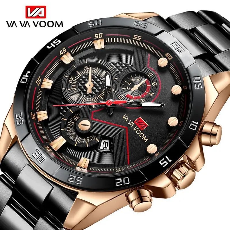 Luxury Stainless Steel Business Men Watches Relogio Quartz Clock Calendar Waterproof Fancy Round Automatic Watch