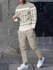 Simple Geometric Print Men's Fall Fashion Casual Crew-neck Tops And Pants Urban Street Fashion Trends Men's Tops And Long Styles 5