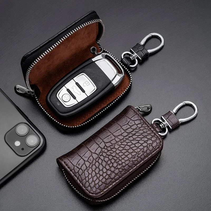 1 Stück Auto-Schlüsseltasche, Universelle Geschäfts-Schlüsseltasche mit Krokodilmuster, Schützende Abdeckung mit Reißverschluss, Auto-Schlüsselaufbewahrungstasche, Innendekor-Produkte