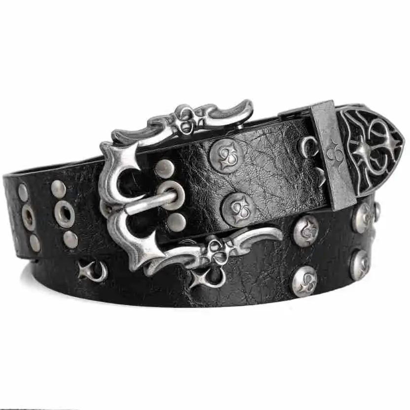 Herren- und Damengürtel im Trend-Stil mit Nieten und hochwertiger Legierungsschnalle, Rock-Punk-Subkultur Y2k-Stil Damengürtel – Detail 11