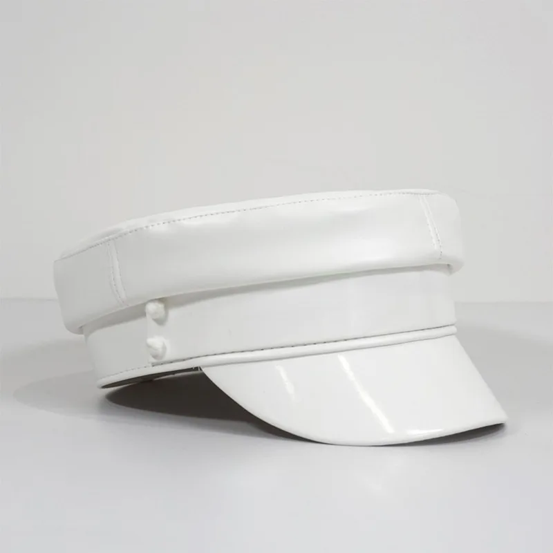 Cotton Newsboy Cap PU Leather Newsboy Caps Flat Top Navy Cap Plus Size Baker Boy Cap XS-XL