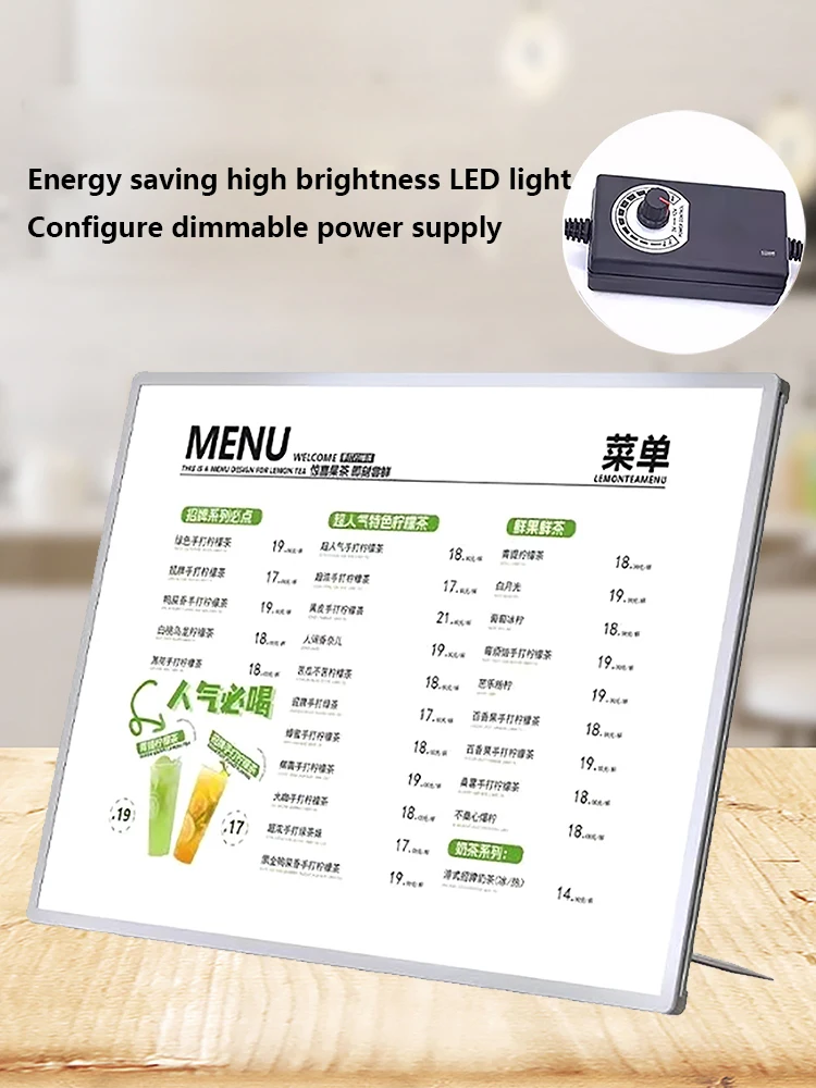 A4 맞춤형 필름 LED 조명 광고 상자 상점 메뉴 벽걸이 형 빌보드 용 슈퍼 밝은 슬림 클립 포스터 프레임