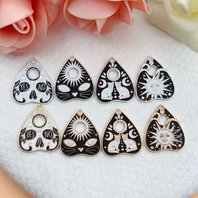 24Pcs Pastel Goth Black Witchy Charms Spooky Creative Acrylic Skull Cat Bat  Pendant For Earring Necklace Diy Making