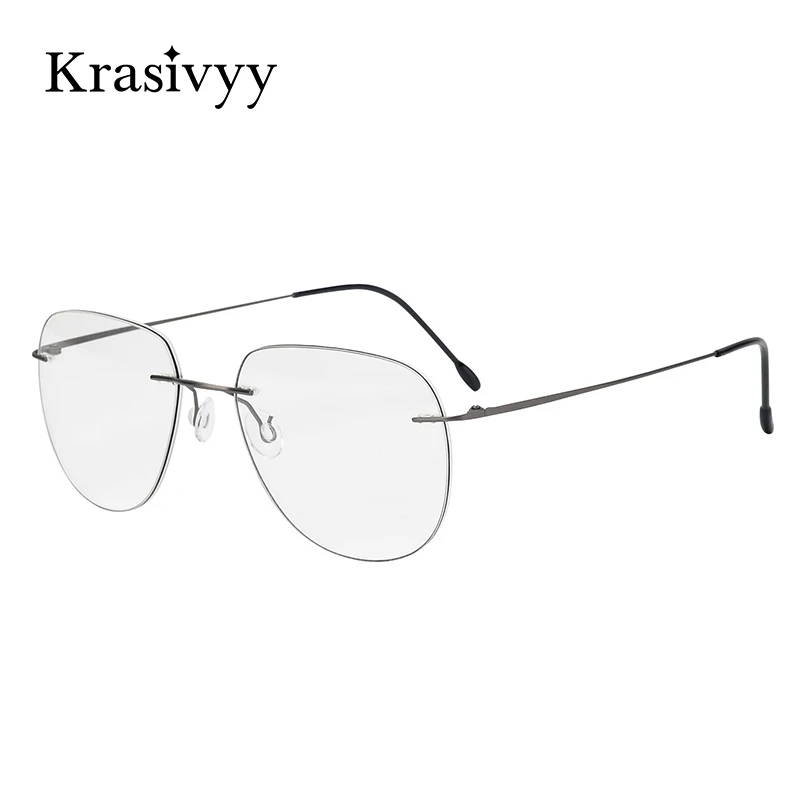 

Krasivyy Rimless Glasses Frame Men Ultralight Prescription Optical Eyeglasses Women Frameless Pilot Pure Titanium Myopia Eyewear