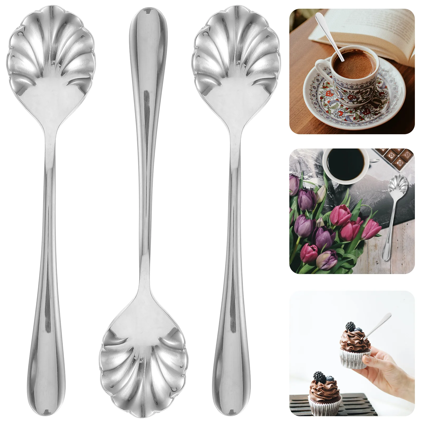 

4 Pcs Teaspoon Small Coffee Spoons Silverware Demitasse Stainless Steel Ice Cream