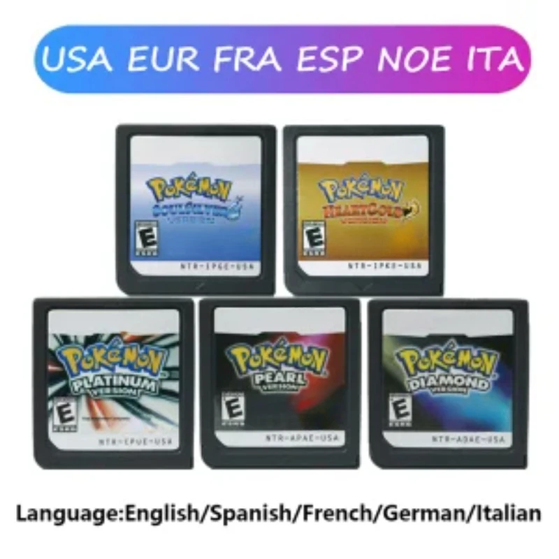 

Игровой картридж серии Pokemon DS, игровая консоль для видеоигр, платиновая, жемчужная, алмазная, сердечная, золотая, серебряная, многоязычная, для NDS 3DS