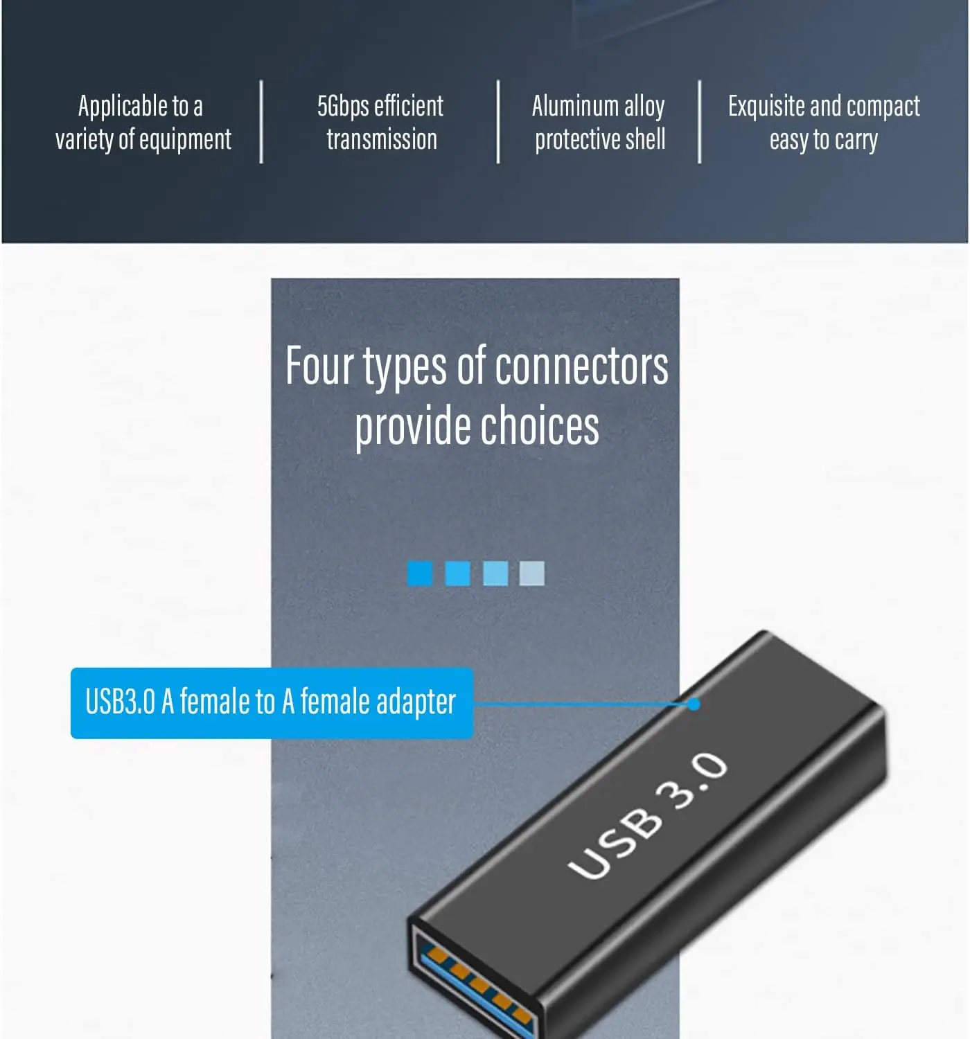 3팩 USB 3.0 어댑터 케이블 세트, 블랙, USB 3.0 암-암, 수-수, 암-수, 고속 커플러 커넥터