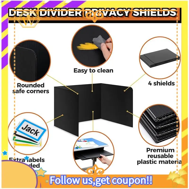 Latest-Student Desk Dividers-Waterproof Plastic Learning Bucket Dividers, Classroom Folders Teacher Supplies Easy-To-Clean
