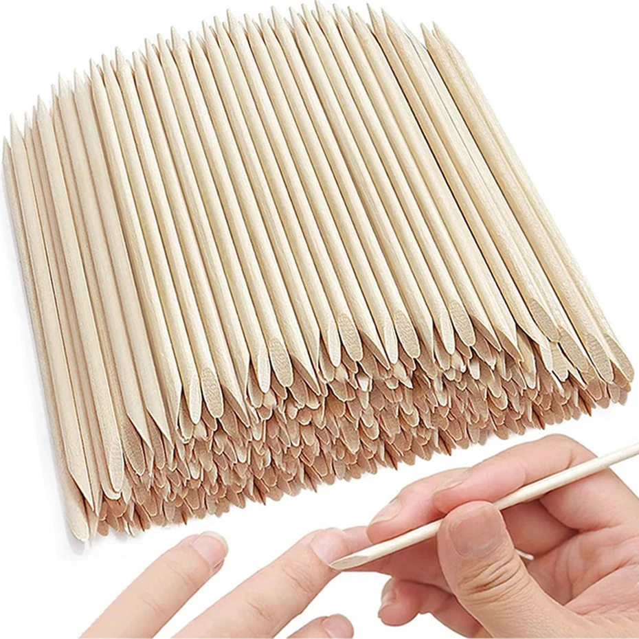 Nail Art Pusher 50/100pcs Orange Wood Sticks Cuticle Pusher Remover Rhinestones Dotting Removal Manicure Pedicure Care Tools