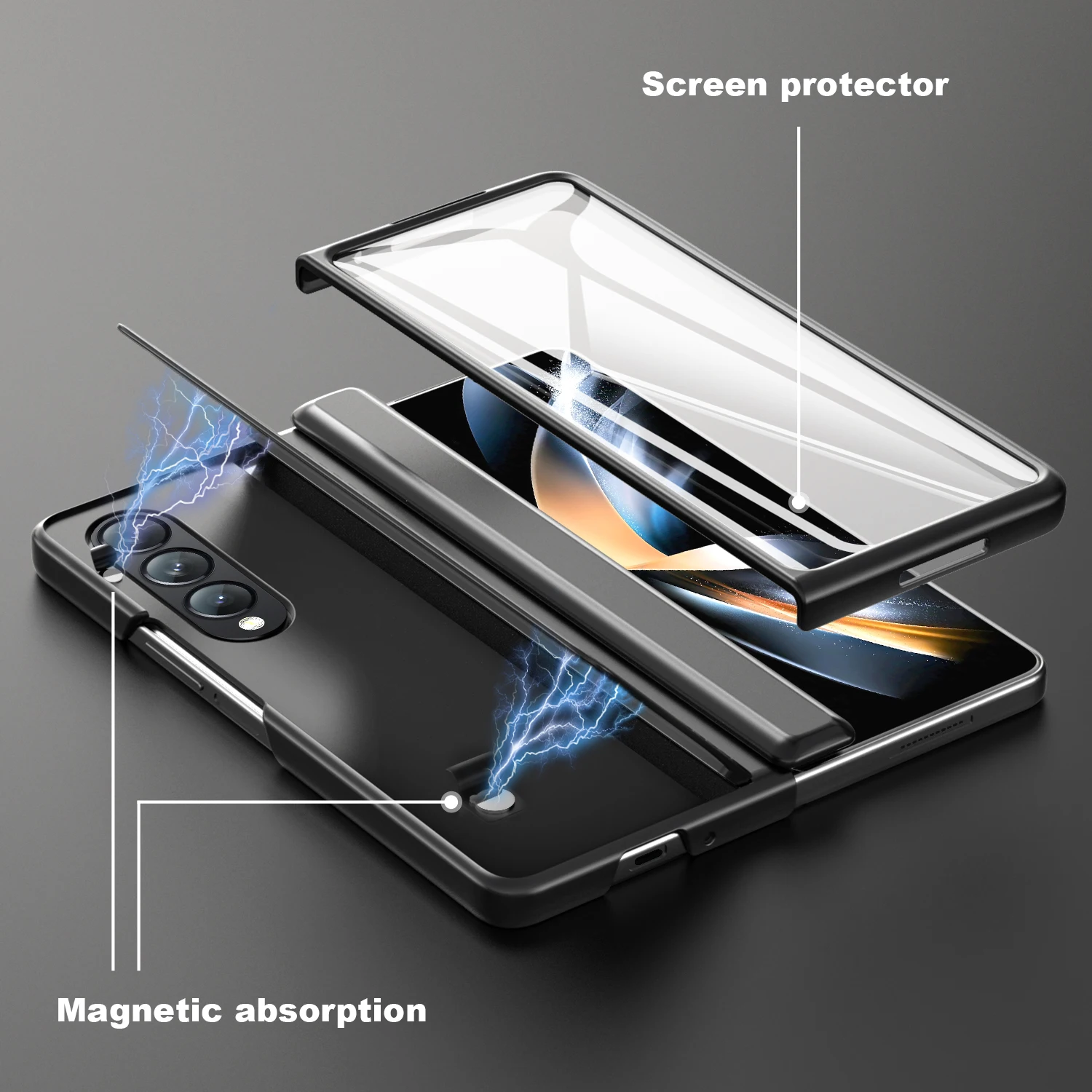 For Samsung Galaxy Z Fold 4 Case With S Pen Holder&Screen Protector Stand Hinge Protection Slim  Rugged Durable Shockproof Case