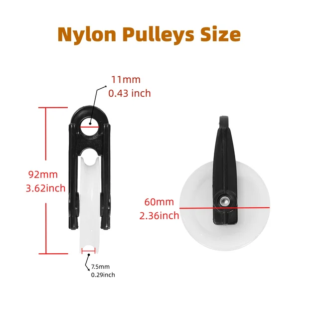 10 Pulegge In Nylon Leggere - Per Fune, Carico Fino A 20kg | Ideali Per Fai Da Te, Stendibiancheria, Progetti