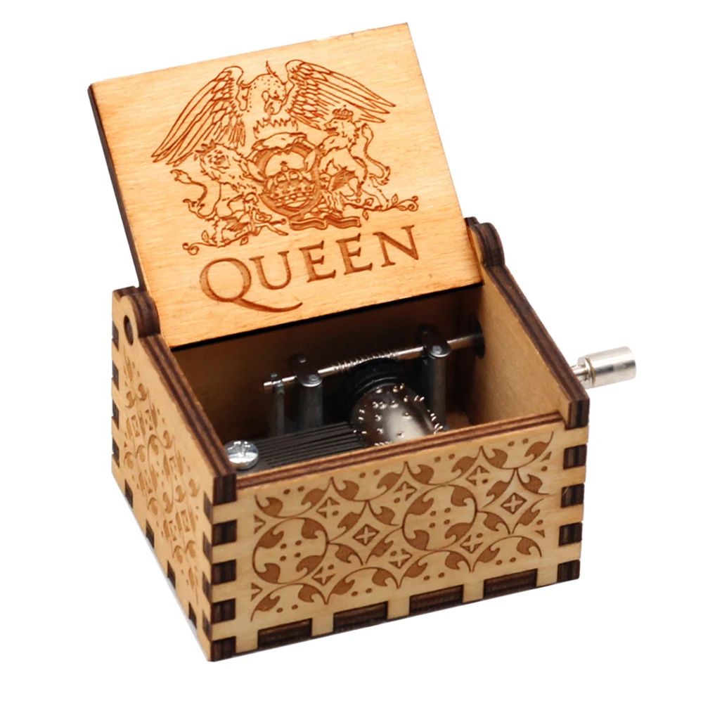 Carousel Music Box Music Box Vintage Wood Queen Music Box Anime Theme Music Rose Life Wooden Handcranked Box New Year's Birthday Gift