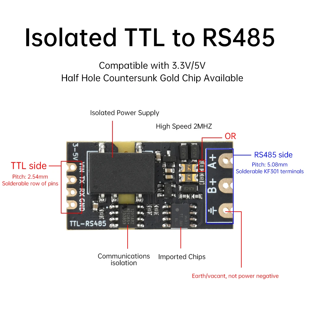 โมดูลแปลงสัญญาณ TTL เป็น RS485 ความเร็วสูง 2Mbps