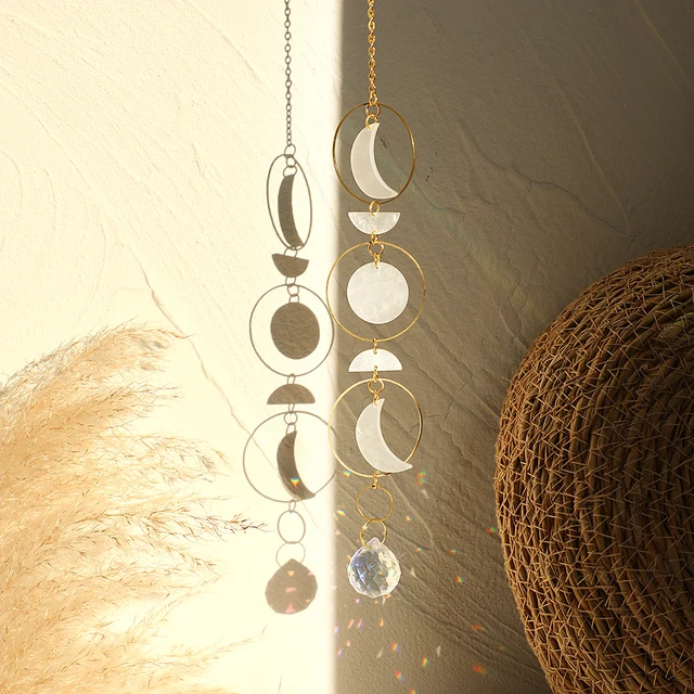 Holdfázisú Suncatcher Crystal Rainbow Sun Fogó Ablak Kristálykert Dekoráció Kültéri Függő Világos Otthoni Holddekoráció