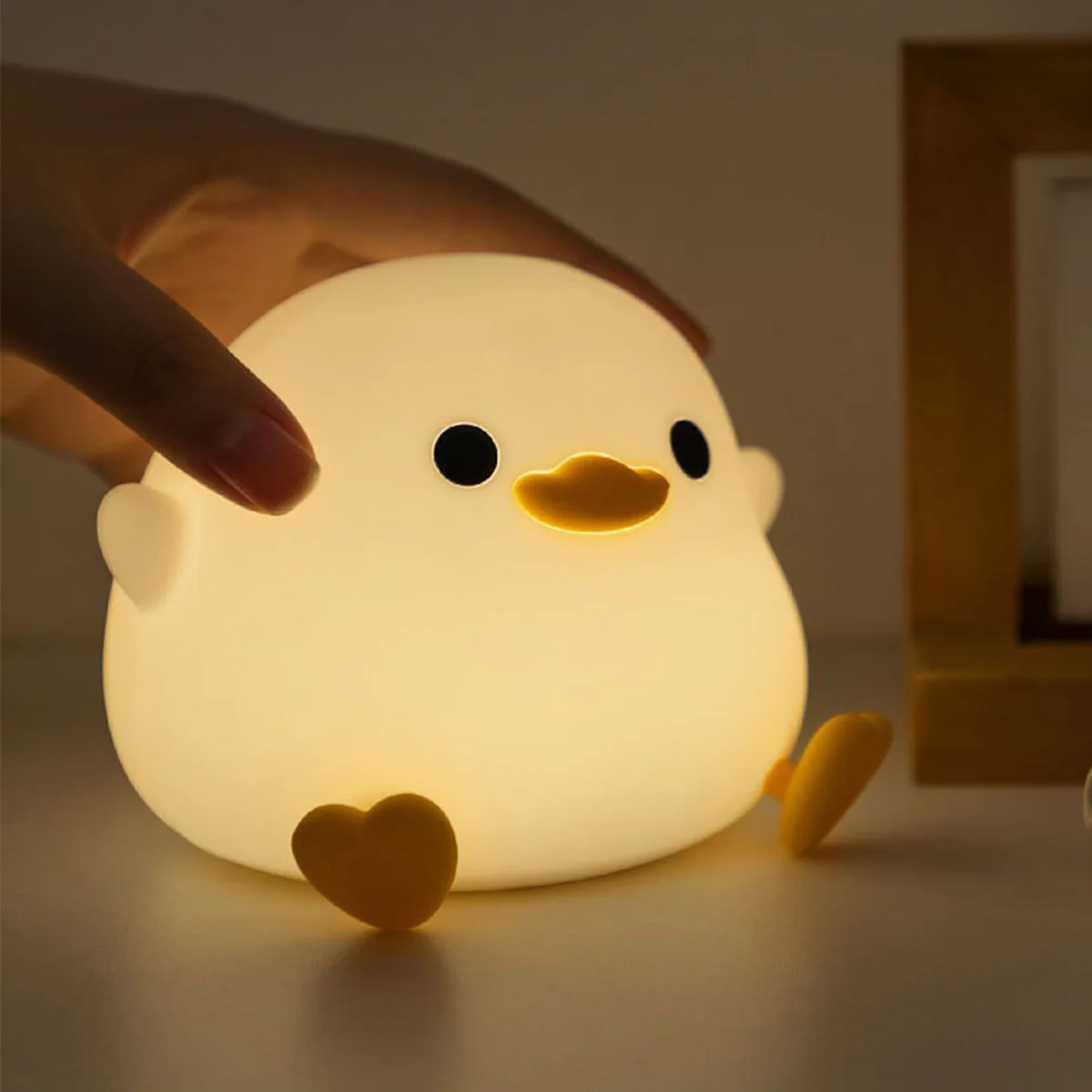

Silicone Cartoon Duck Touch Lamp Small Duck Night Light with Timing Baby Bedside lights Tap Control Table Lamp for Home Bedroom