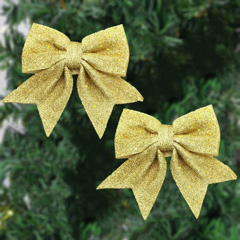 (2 Pcs/bag) 12.5cm Christmas Bow New Year's Cute Pearl Cotton Sequin Bows Headband Decoration Holiday Celebration DIY Production