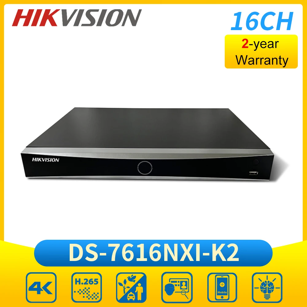 Hik Ds-7616Nxi-K2 Ds-7608Nxi-K2 16/8Ch 1U K Series Acusense 4K Nvr Videoregistratore Di Rete Di Riconoscimento Facciale H.265 +