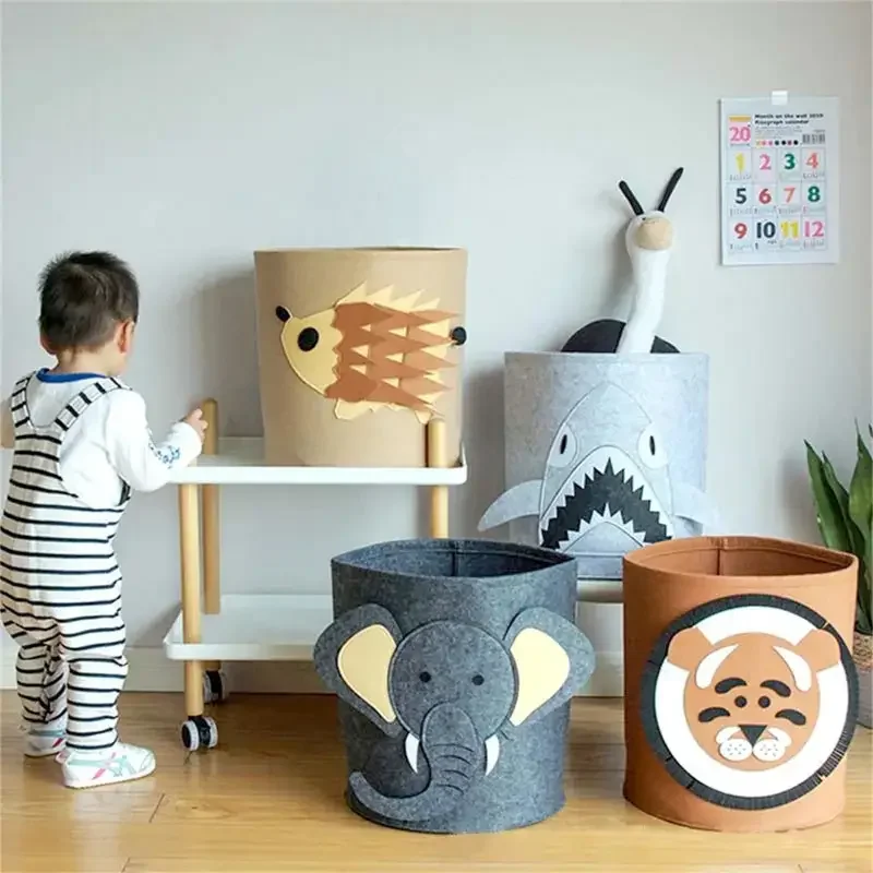1/2/3/5PCS Baby Lagerung Korb Panda Dinosaurier Cartoon Filz Organizer Wäsche Schmutzige Kleidung Eimer spielzeug Lagerung Box Geschenkideen