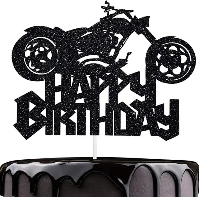 Motorcycle Racing Theme Birthday Cake Topper