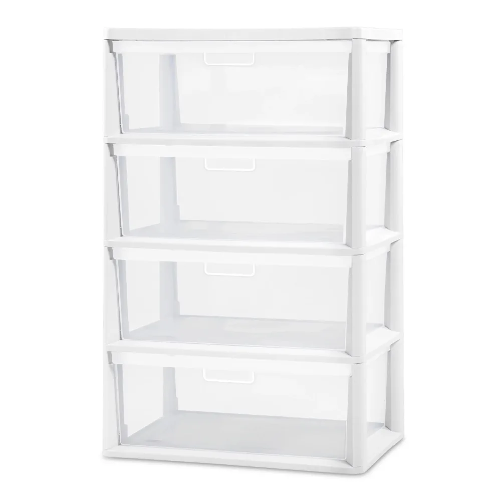 

Sterilite Wide 4 Drawer Tower White storage drawers